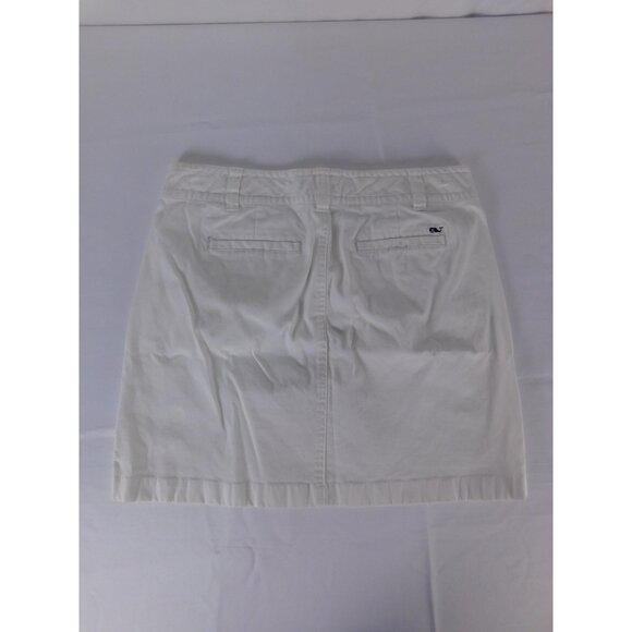 Vineyard Vines Skirt Womens 6 White Twill Button Side Pleated Hem Stretch - Picture 2 of 4